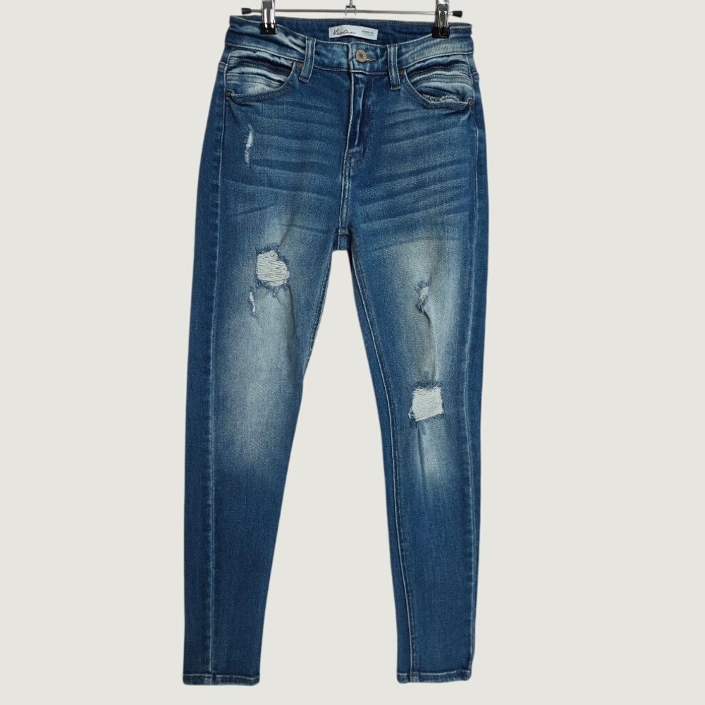 KanCan Skinny Jeans Womens 27 Blue Excellent Distressed High Rise 120195